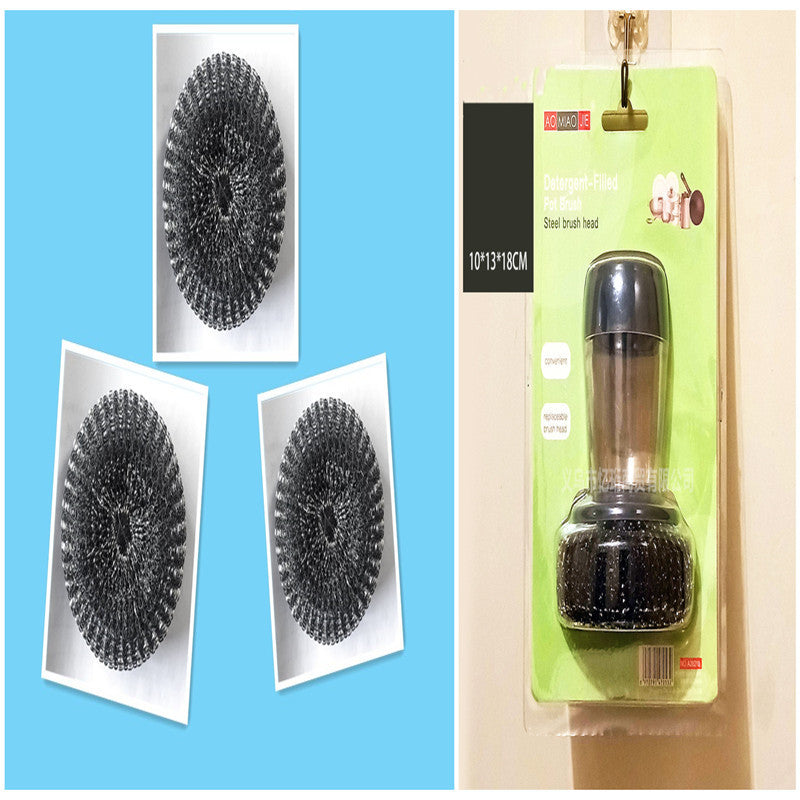 Palm Brush Scrubs Kitchen Soap Dispensing  Cleaner scrub away stubborn Stains