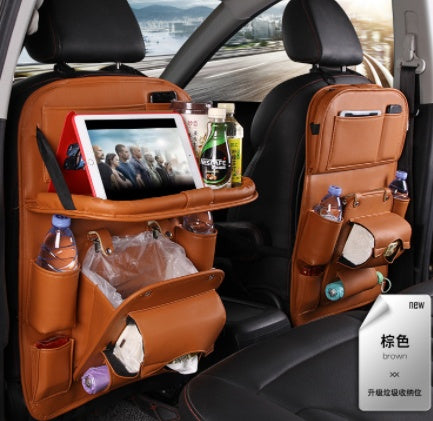 Leather Car Storage Bag Multifunction Seat Tray Hanging Bag Waterproof